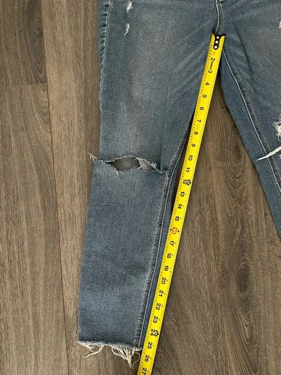 Women's High Rise Skinny Distressed Denim Jeans Faded Blue Frayed Size 12 - Picture 6 of 9